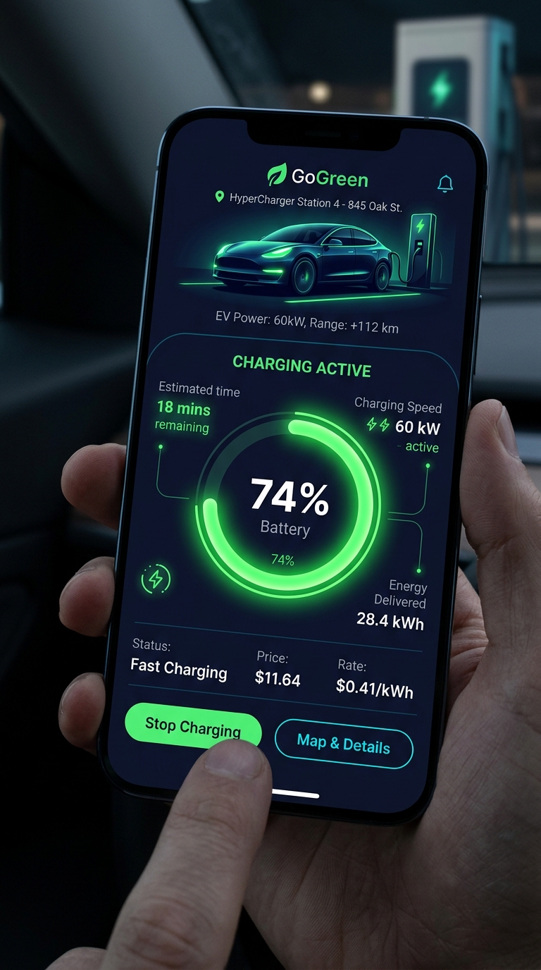 GOGREEN Mobile App Live Charging Session